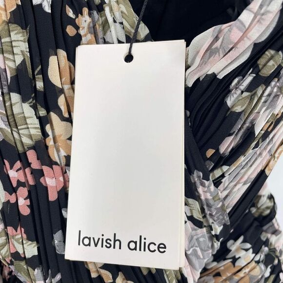 NWT Lavish Alice Women's Bardot Floral Off The Shoulder Mini Dress Black Size 8 - Picture 10 of 15